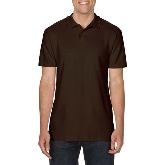 Футболка поло чоловіча 64800 Gildan® Softstyle™ Adult Double Piqué Polo, колір dark chocolate - 64800-dark chocolate