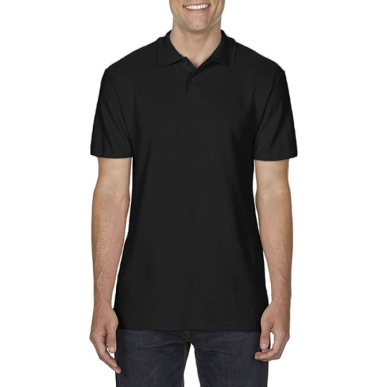 Футболка поло чоловіча 64800 Gildan® Softstyle™ Adult Double Piqué Polo, колір black - 64800-black