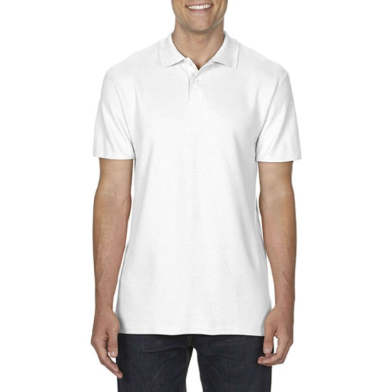 Футболка поло чоловіча 64800 Gildan® Softstyle™ Adult Double Piqué Polo, колір white - 64800-white